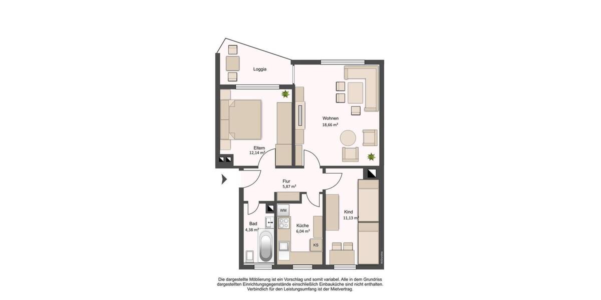 Etagenwohnung Darmstadt Darmstadt-Mitte - 3 Zimmer, 58 m&sup2;, 649&euro; | Angebot:26817107