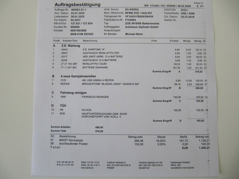 ZOE Intens Batteriekauf möglich