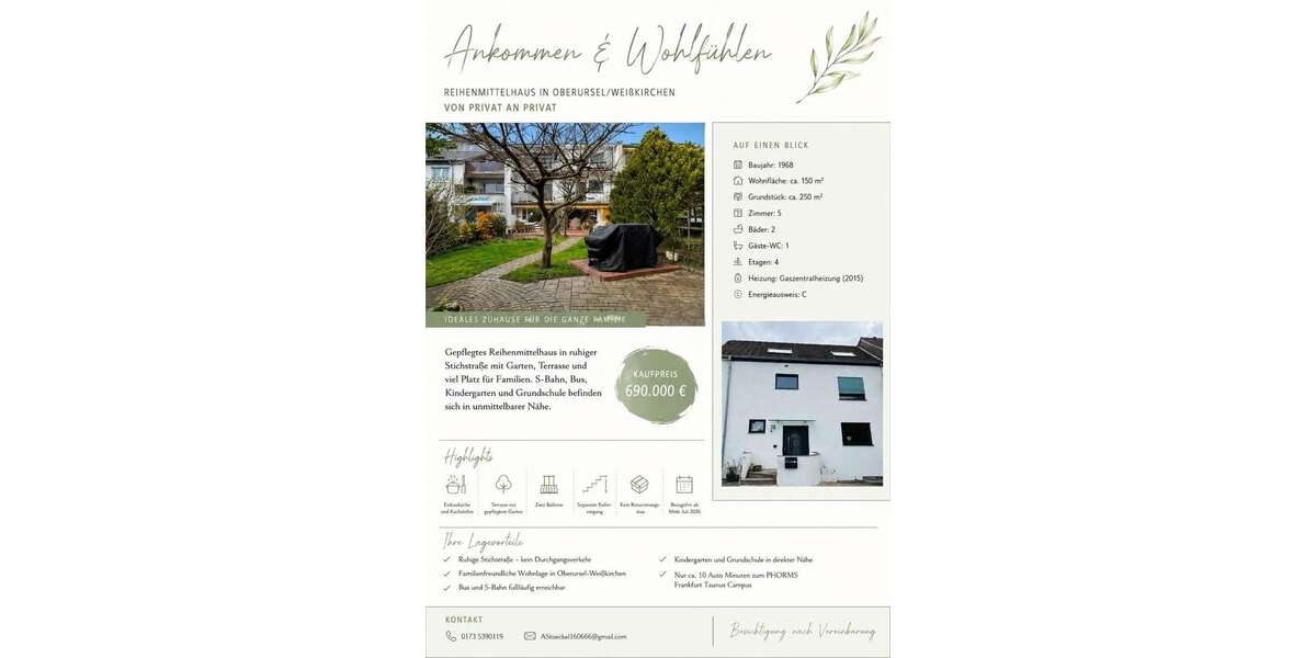 Einfamilienhaus Oberursel - 5 Zimmer, 155 m&sup2;, 690.000&euro; | Angebot:26996969