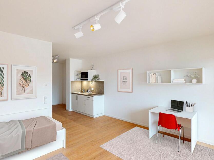 Möbliertes 1-Zimmer-Apartment mit Einbauküche und Balkon zu vermieten