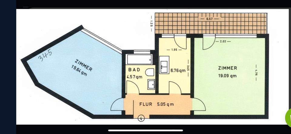 Etagenwohnung Hofheim am Taunus - 2 Zimmer, 51 m&sup2;, 1.200&euro; | Angebot:25404518