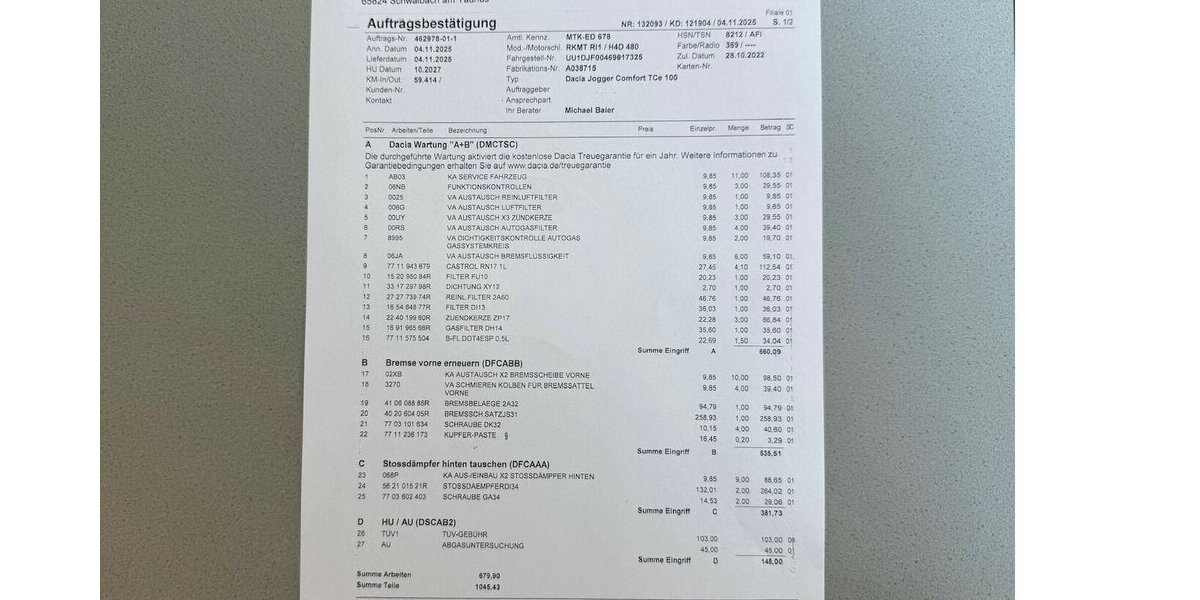 Dacia Jogger Comfort Rate 131,- Scheckheft gepfl. 59.414 km 13.923 &euro; Schwalbach/Taunus 65824