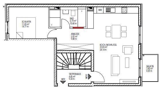 Etagenwohnung Offenbach am Main Hafen - 2 Zimmer, 59 m&sup2;, 890&euro; | Angebot:26196694