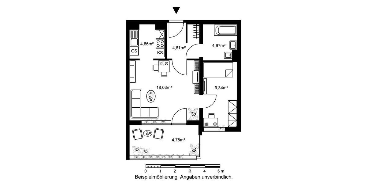 Etagenwohnung Bad Homburg vor der Höhe Gonzenheim - 1.5 Zimmer, 47 m&sup2;, 580&euro; | Angebot:26461176