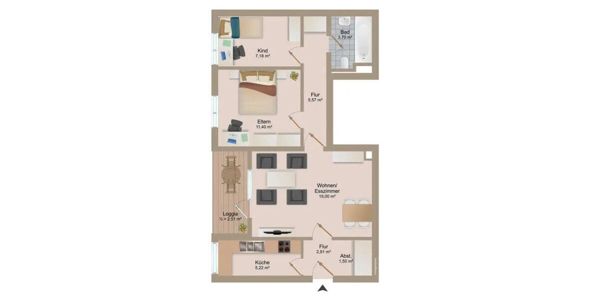 Etagenwohnung Groß-Zimmern Zimmern - 3 Zimmer, 59 m&sup2;, 175.000&euro; | Angebot:26109221