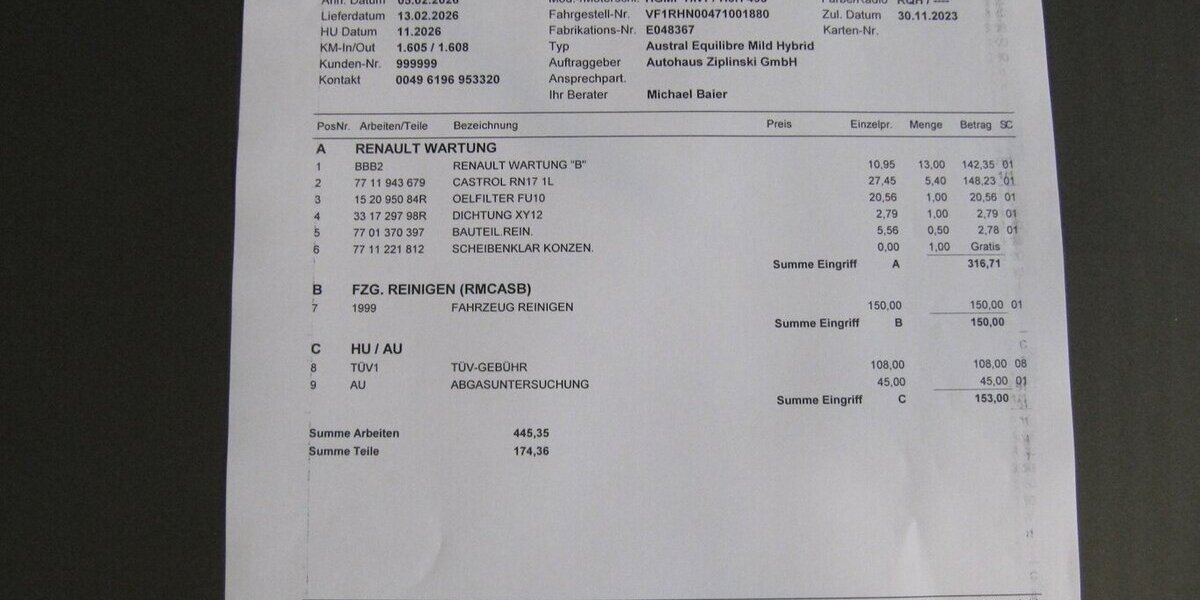 Renault Austral Equilibr+ 20900.- NETTO + insp+TÜV NEU+ 1.605 km 24.845 &euro; Schwalbach/Taunus 65824