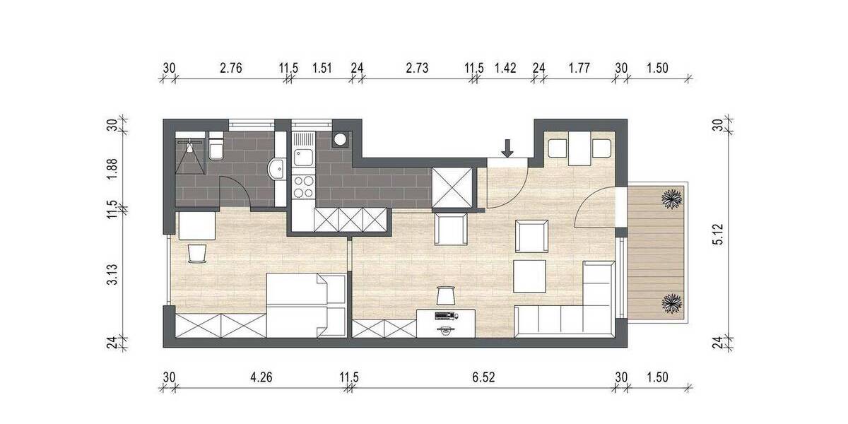 Etagenwohnung Aschaffenburg Damm - 2 Zimmer, 49 m&sup2;, 178.000&euro; | Angebot:26391468
