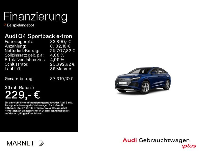 Audi Q4 e-tron 42.874 km 33.890 € Bad Nauheim 61231