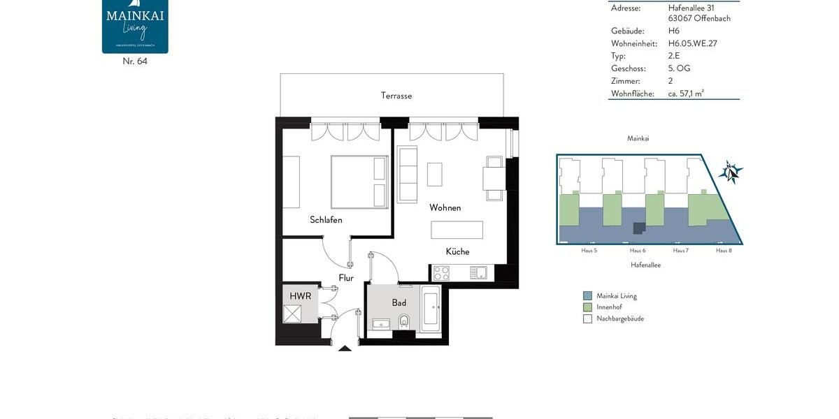 Moderne 2-Zimmerwohnung mit Einbauküche und Terrasse 2 zimmer