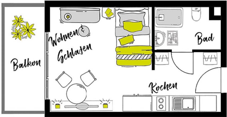 Modernes Apartment zur Untermiete in Offenbach am Main 1 zimmer