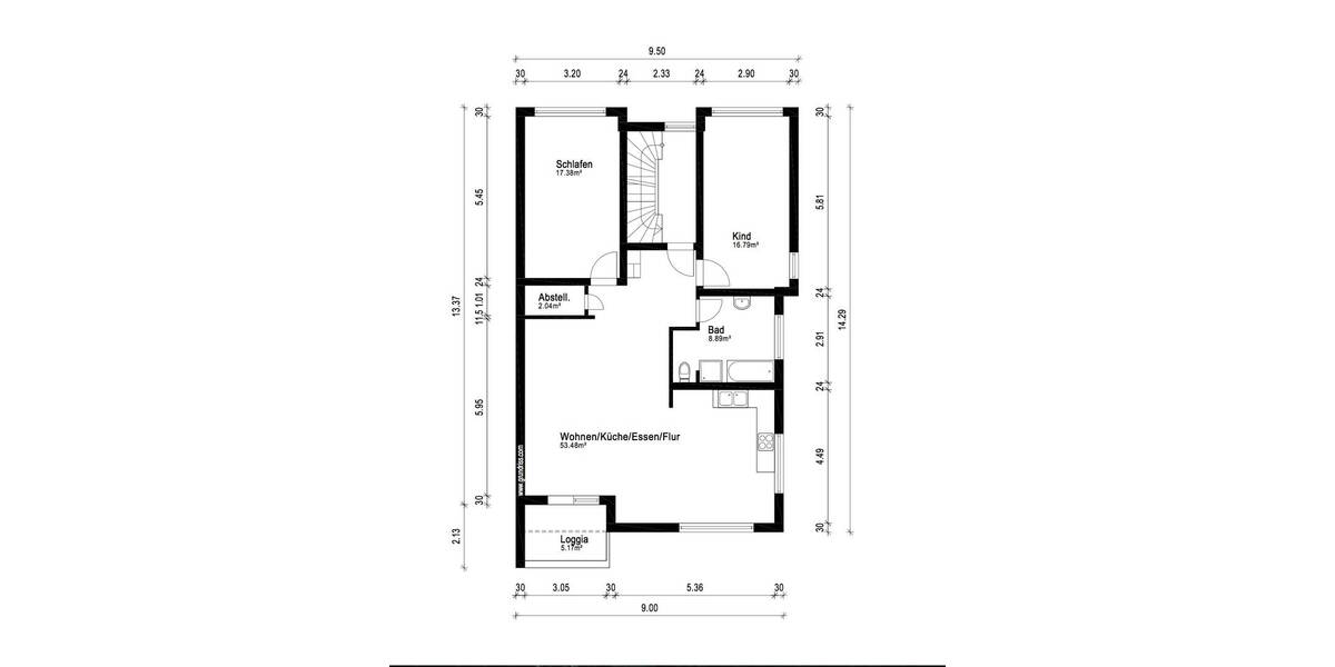 Etagenwohnung Mörfelden-Walldorf Walldorf - 3 Zimmer, 97 m&sup2;, 449.000&euro; | Angebot:26244294