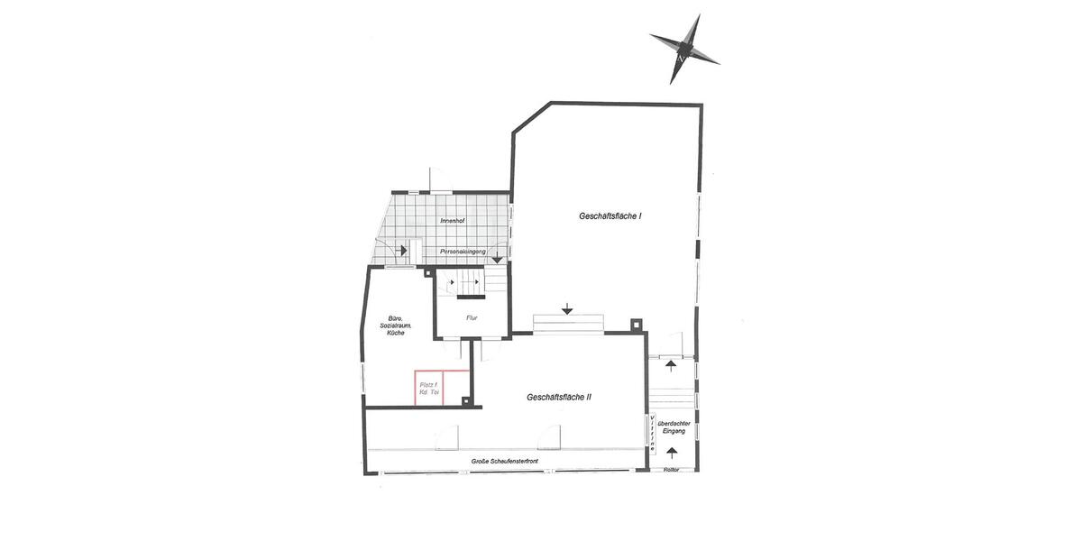 Zentrale Gewerbefläche mit großer Fensterfront zimmer