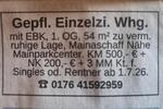 Etagenwohnung Mainaschaff - 1 Zimmer, 54 m&sup2;, 500&euro; | Angebot:26661507