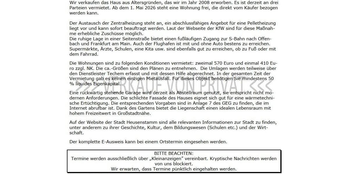 Mehrfamilienhaus, Wohnhaus Heusenstamm - 468.000&euro; | Angebot:26221857