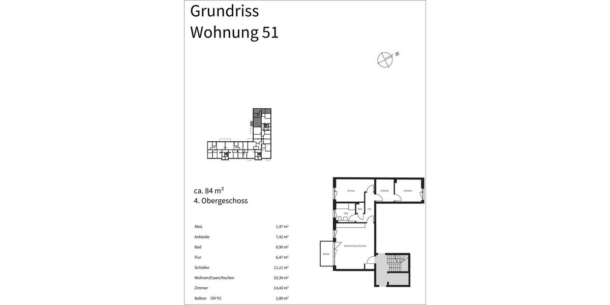Etagenwohnung Offenbach am Main Bürgel - 3 Zimmer, 81 m&sup2;, 399.000&euro; | Angebot:25747462
