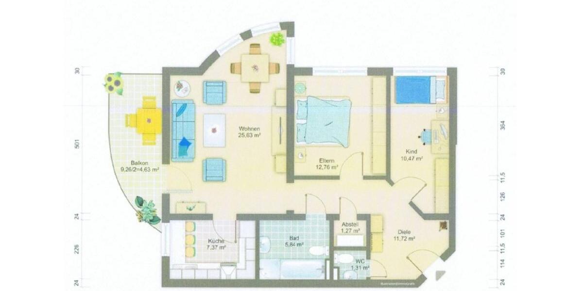 Hochparterre Neuberg - 3 Zimmer, 81 m&sup2;, 269.000&euro; | Angebot:25586221