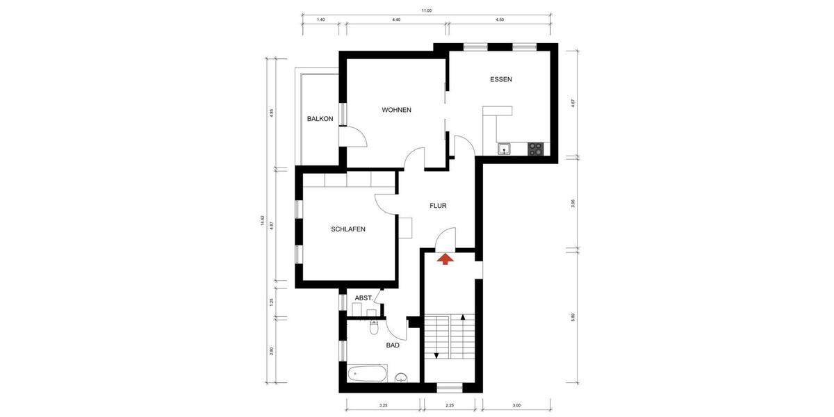 Etagenwohnung Darmstadt Bessungen - 2.5 Zimmer, 91 m&sup2;, 1.300&euro; | Angebot:26574669