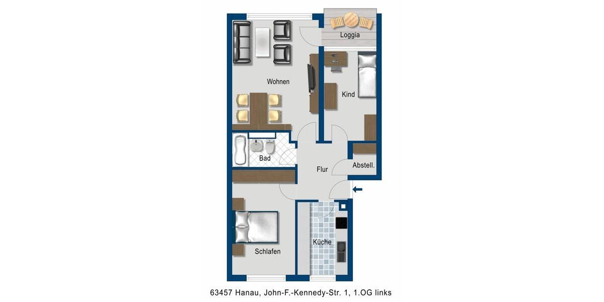 Schöne 3-Zimmer-Wohnung mit Balkon in Hanau-Großauheim zu vermieten 3 zimmer