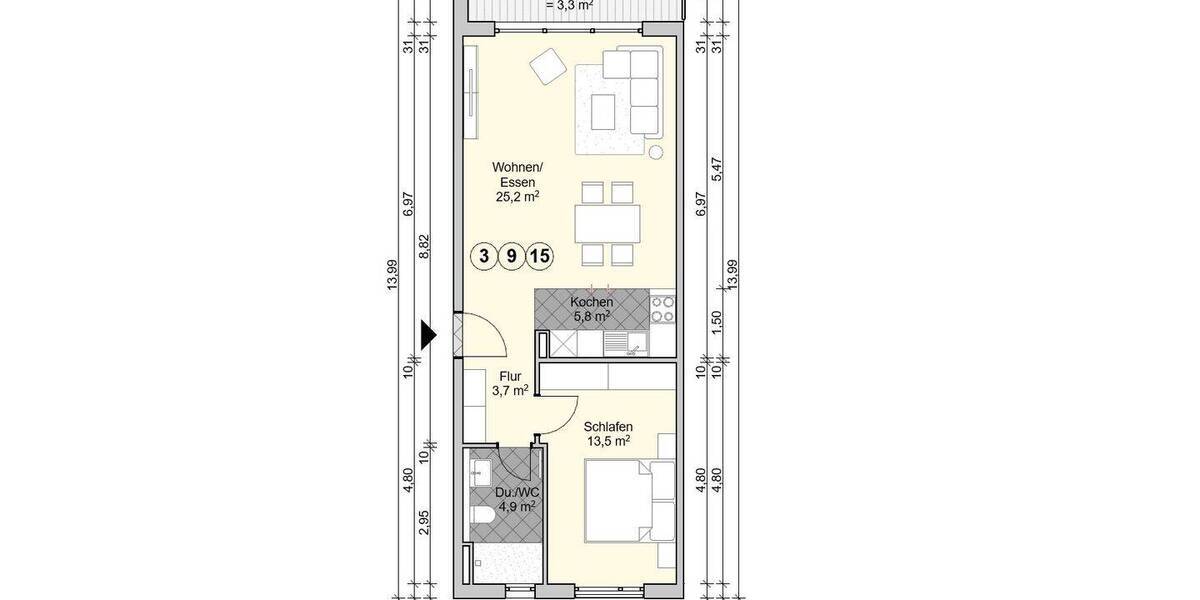 Etagenwohnung Offenbach am Main Bieber - 2 Zimmer, 56 m&sup2;, 345.530&euro; | Angebot:26840633