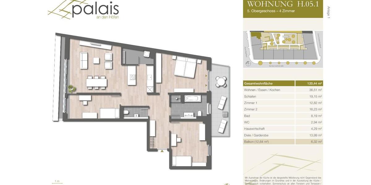 Etagenwohnung Frankfurt am Main Sachsenhausen - 4 Zimmer, 120 m&sup2;, 2.225&euro; | Angebot:26236404