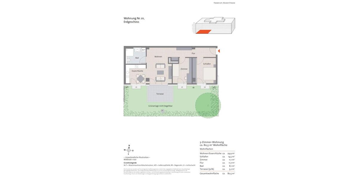 Erdgeschoßwohnung Frankfurt am Main Gutleutviertel - 3 Zimmer, 81 m&sup2;, 1.550&euro; | Angebot:26120541
