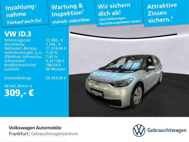 VW ID.3 7.575 km 23.980 € Frankfurt 60326
