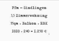 Ffm Sindlingen 3,5 Zimmer + Balkon + EBK