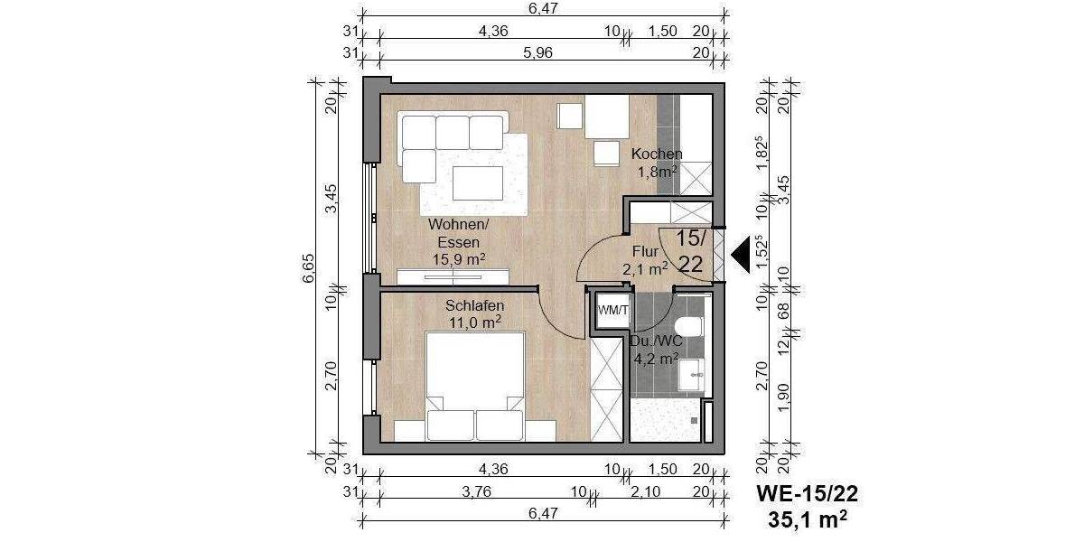 Etagenwohnung Offenbach am Main Bürgel - 2 Zimmer, 35 m&sup2;, 201.590&euro; | Angebot:26891447