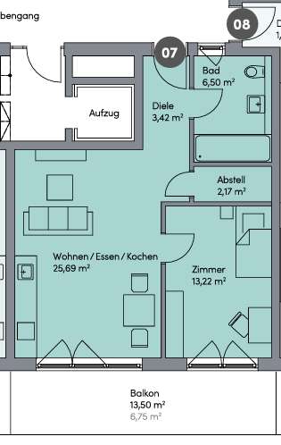 Wohnung zum Kaufen in Frankfurt 387.000 € 57.55 m² 2 zimmer
