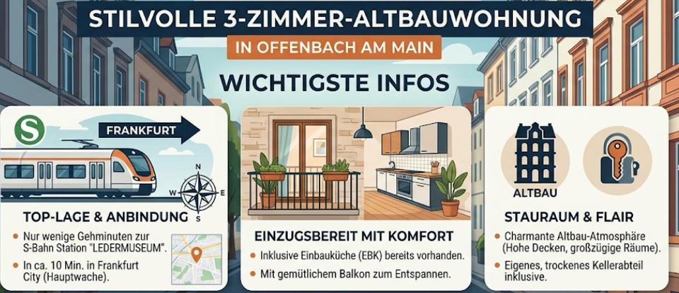 Etagenwohnung Offenbach am Main Hafen - 3 Zimmer, 74 m&sup2;, 1.150&euro; | Angebot:26234368