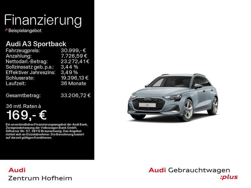 Audi A3 11.118 km 30.999 € Hofheim 65719