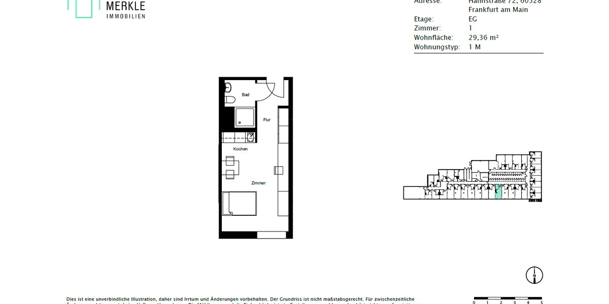 Erdgeschoßwohnung Frankfurt am Main Niederrad - 1 Zimmer, 29 m&sup2;, 750&euro; | Angebot:26060144