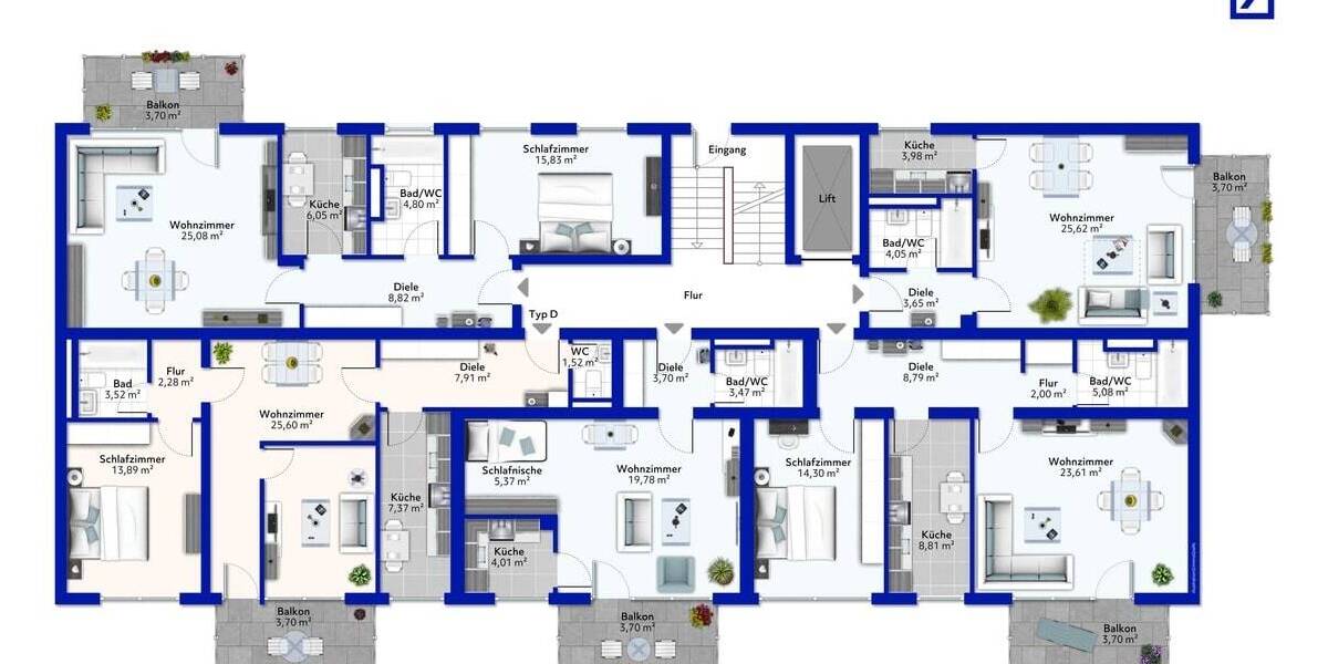 Etagenwohnung Hanau Kesselstadt - 2 Zimmer, 65 m&sup2;, 175.000&euro; | Angebot:26082538