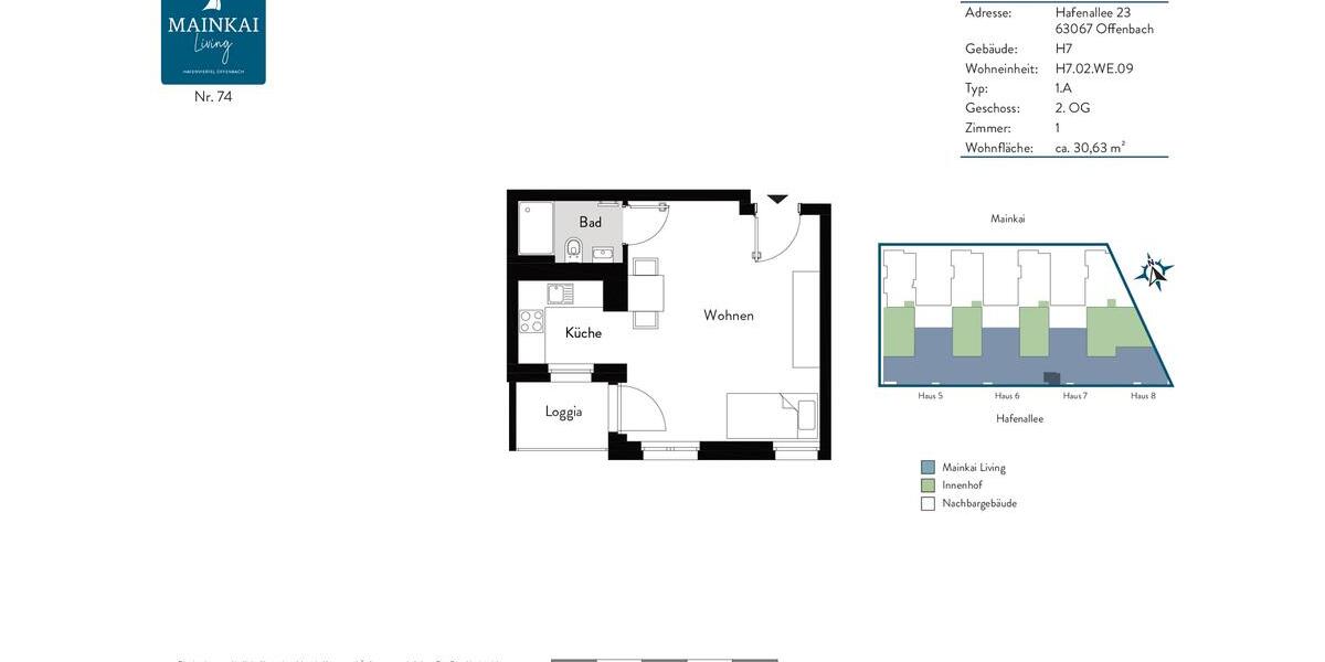 Moderne 1-Zimmerwohnung mit Einbauküche und Loggia 1 zimmer