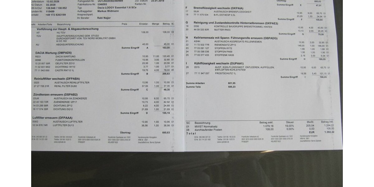 Dacia Lodgy Essential 7-Sitze + Insp. TÜV+ AU+ NEU + 138.948 km 7.245 &euro; Schwalbach/Taunus 65824