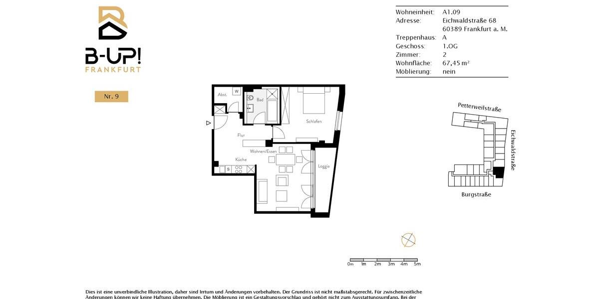 Erdgeschoßwohnung Frankfurt am Main Bornheim - 2 Zimmer, 67 m&sup2;, 1.430&euro; | Angebot:23053274