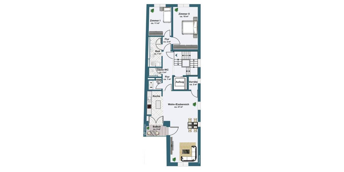 Etagenwohnung Frankfurt am Main Westend-Süd - 3 Zimmer, 102 m&sup2;, 1.230.000&euro; | Angebot:26730363