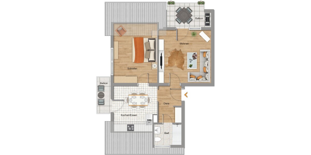 albero:) schnucklige Dachwohnung mit 2 Balkonen - Dachgeschoßwohnung Mainhausen Zellhausen | Angebot:27122824