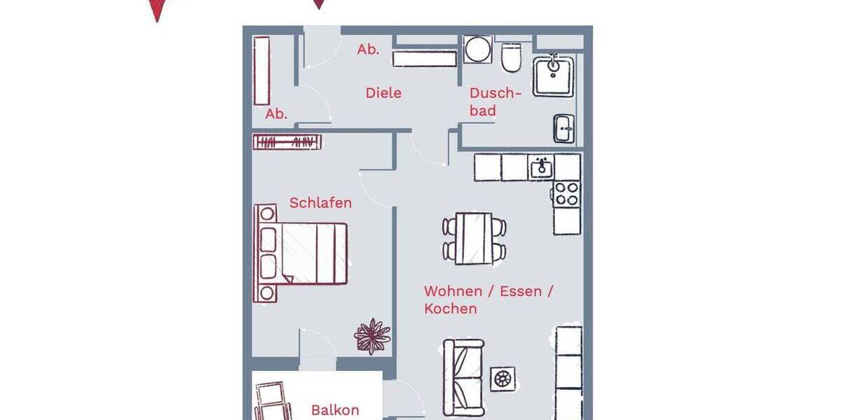 Etagenwohnung Frankfurt am Main Bockenheim - 2 Zimmer, 53 m&sup2;, 1.250&euro; | Angebot:26065567