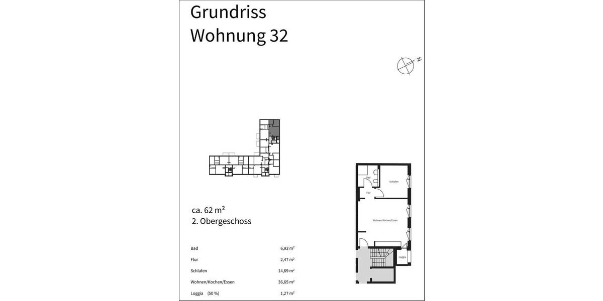 Etagenwohnung Offenbach Offenbach am Main - 2 Zimmer, 60 m&sup2;, 990&euro; | Angebot:24042968