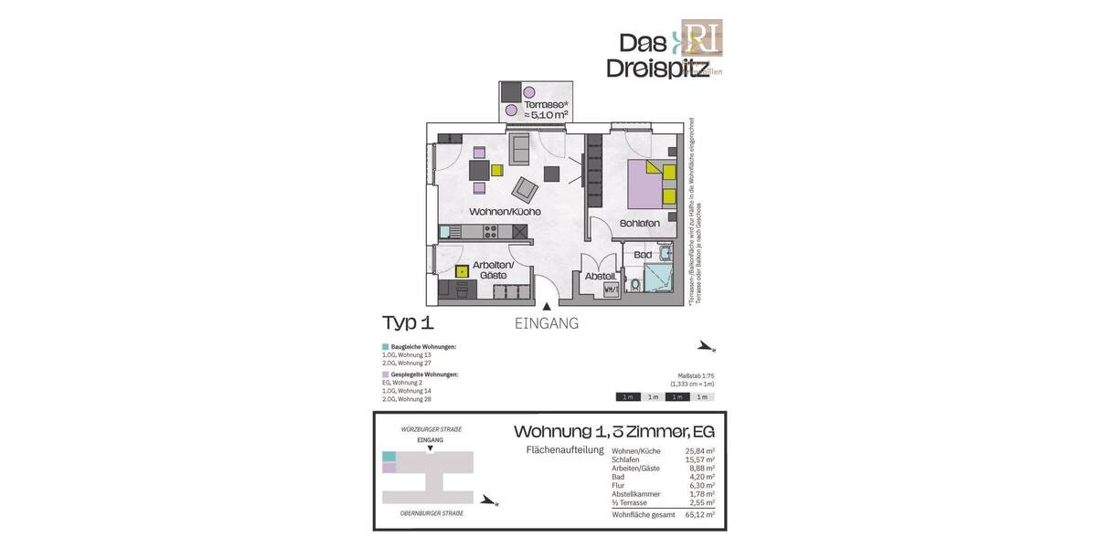 Etagenwohnung Stockstadt am Main - 3 Zimmer, 87 m&sup2;, 430.000&euro; | Angebot:25683655