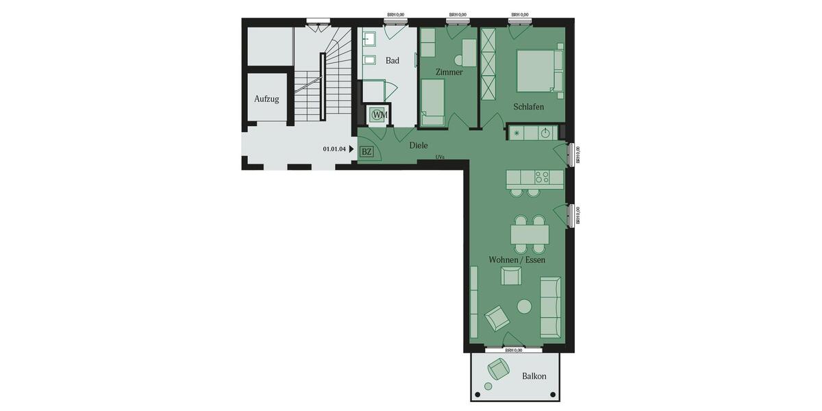 Etagenwohnung Mühlheim am Main - 3 Zimmer, 81 m&sup2;, 1.350&euro; | Angebot:26235184