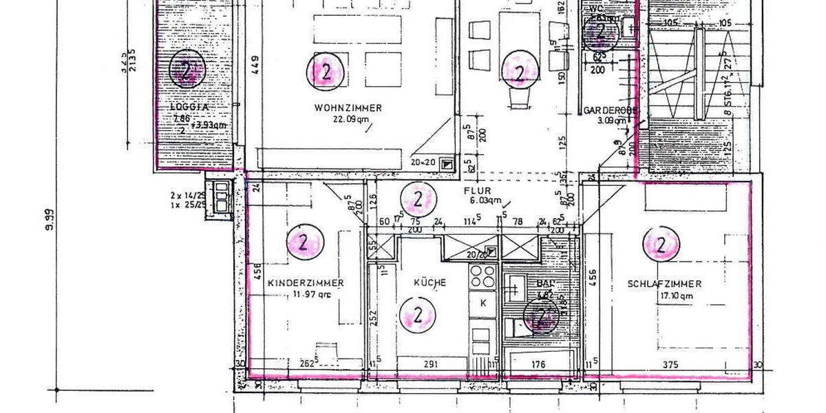 Etagenwohnung Hanau Großauheim - 4 Zimmer, 90 m&sup2;, 299.000&euro; | Angebot:26657365