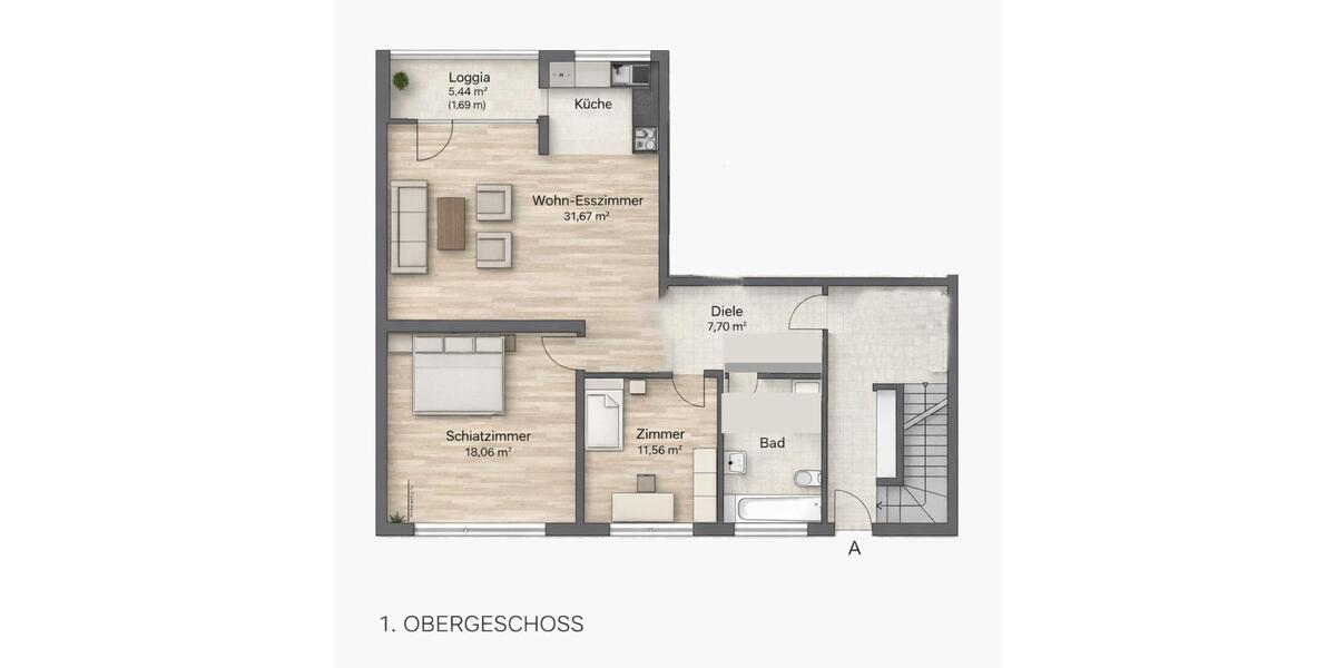 Etagenwohnung Aschaffenburg Damm - 3 Zimmer, 85 m&sup2;, 1.100&euro; | Angebot:25843215