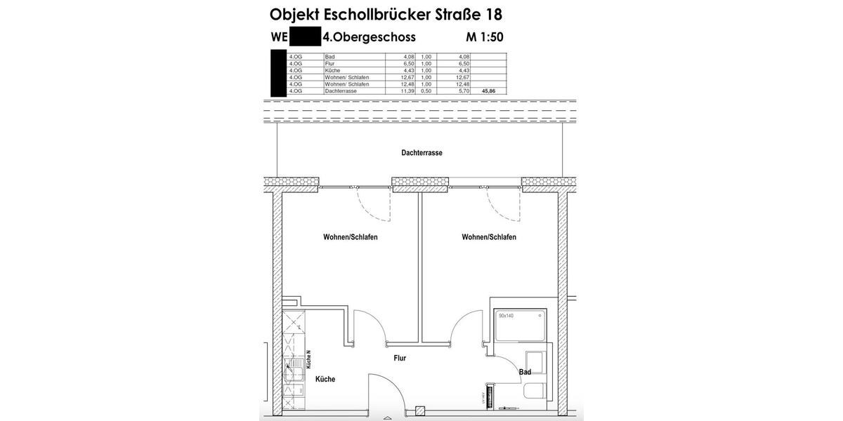 Dachgeschoßwohnung Darmstadt Darmstadt-West - 2 Zimmer, 46 m&sup2;, 1.100&euro; | Angebot:26136928