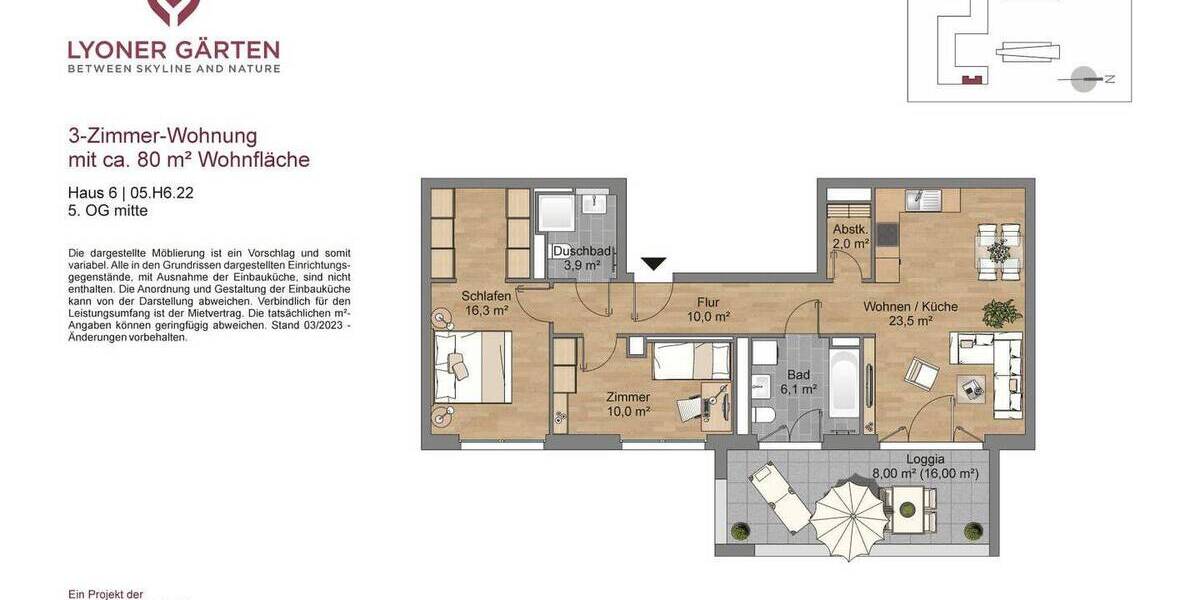 Etagenwohnung Frankfurt am Main Schwanheim - 3 Zimmer, 79 m&sup2;, 1.400&euro; | Angebot:26309033