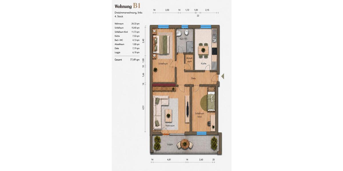 Etagenwohnung Dietzenbach - 3 Zimmer, 78 m&sup2;, 235.000&euro; | Angebot:26374579