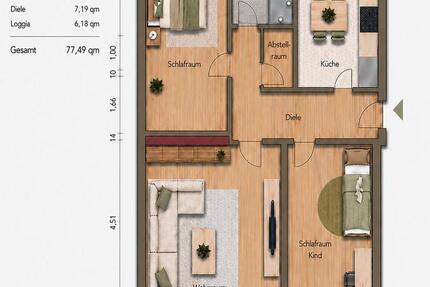 Wohnung Dietzenbach - 3 Zimmer, 78 m&sup2;, 235.000&euro; | Angebot:26374579