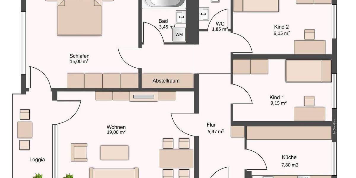 Etagenwohnung Darmstadt Kranichstein - 4 Zimmer, 81 m&sup2;, 917&euro; | Angebot:26451766