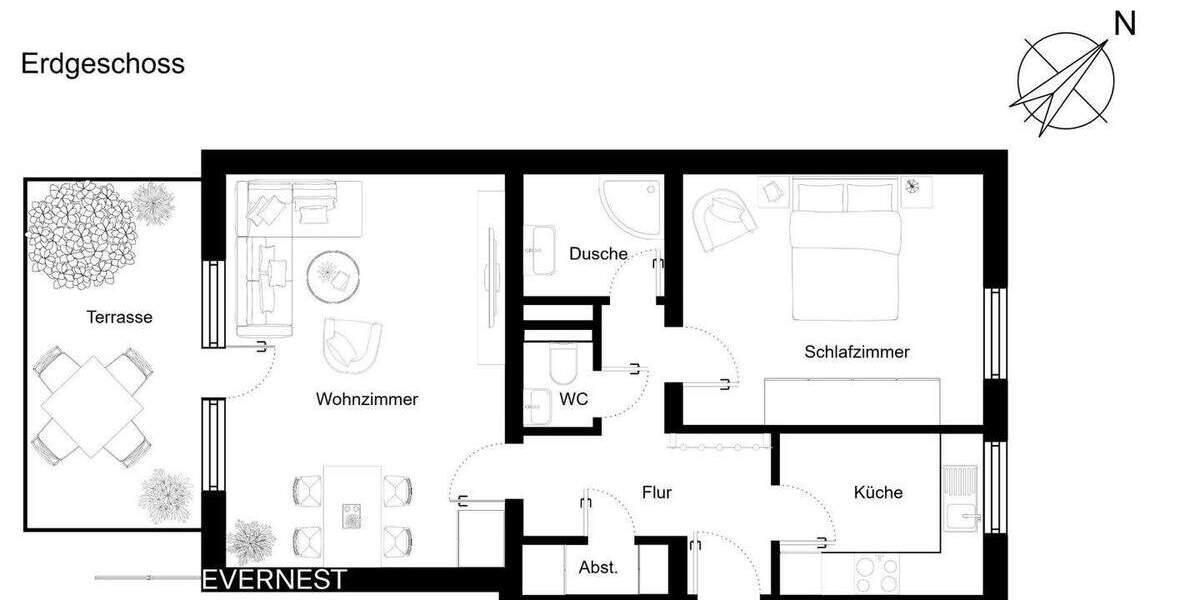 Helle 2-Zimmer-Wohnung mit sonniger Terrasse und Tiefgaragenstellplatz 2 zimmer